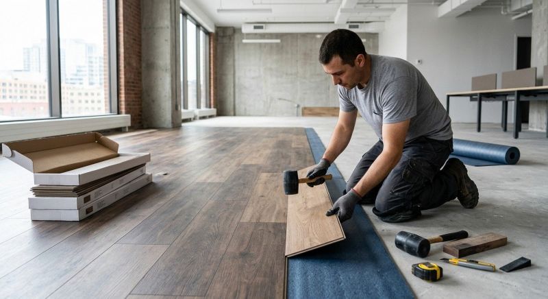 Our team working on Flooring Service projects in Woburn, MA
